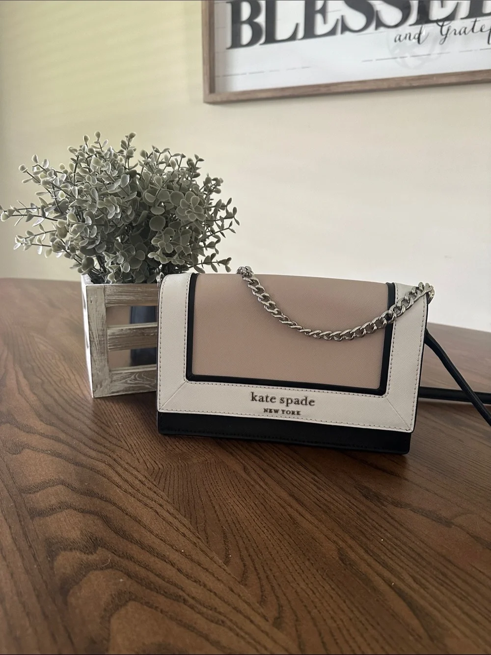 kate spade Colorblock Leather Crossbody Bag - Tan, Off White, Black